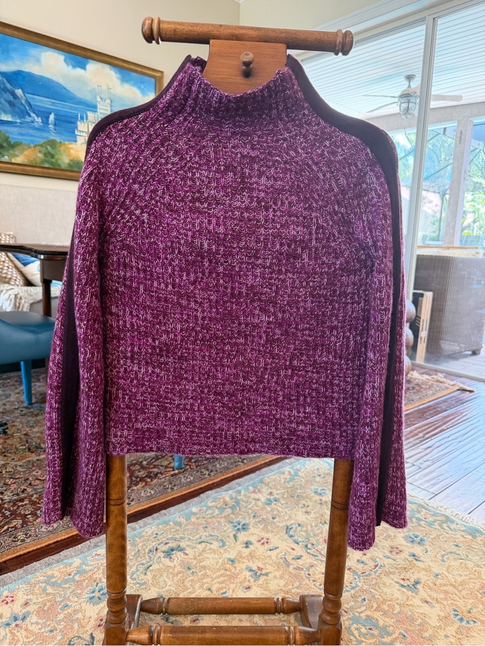 NAADAM 100% Cashmere Purple Marled Mock Neck Sweater Size S